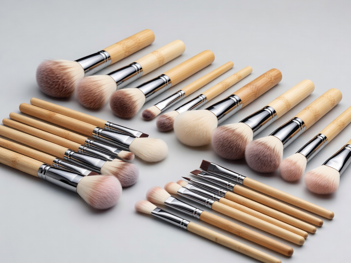 Clean makeup brushes arranged on a surface
